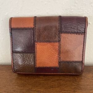 Pelle Studio Trifold Patchwork Stitched Accessories Wallet Card Holder Rare READ